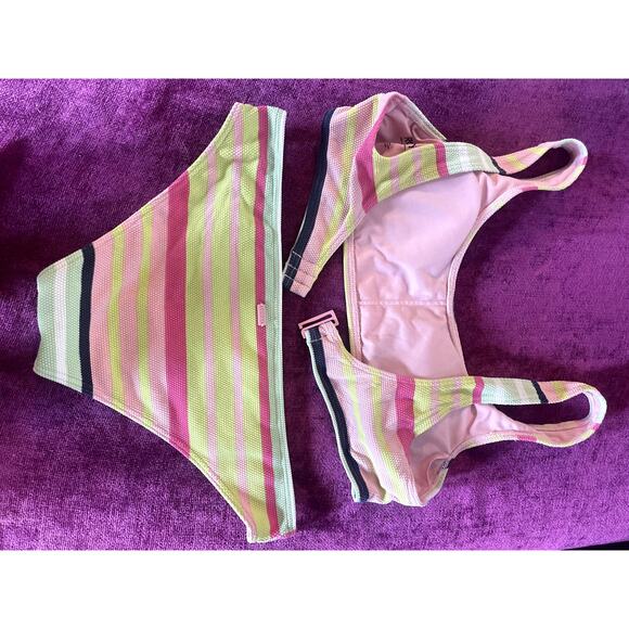ROXY Soul Bikini Seacrest Stripe 2 Piece Set Large L Bralette Top Hipster Bottom - Picture 6 of 10